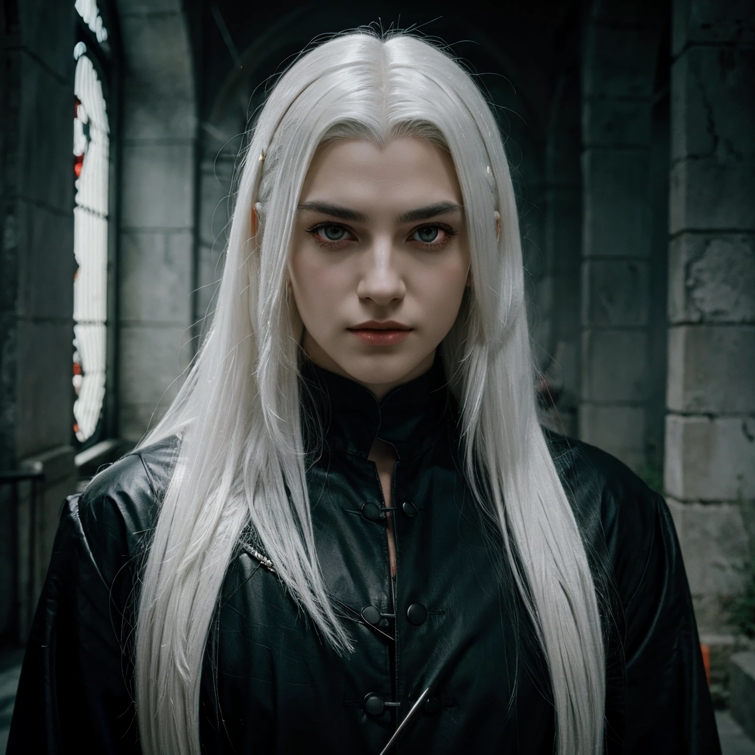 White hair red eye man vampire hunter d artstyle
