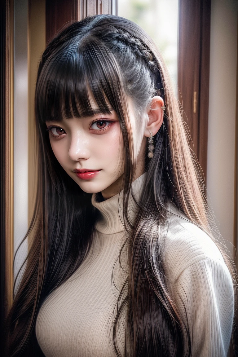 (masterpiece, high quality:1.2), intricate detailed, MiyukiHara, teacher, mature female, 1girl, 1boy, white skin male, deepthroat, pov, penis, :>=, oral, fellatio, close-up, upper body, looking at viewer, embarrassed, blush, brown hair, long hair, ponytail, brown eyes, blue jacket, shirt, huge, breasts, on floor, (((((()))))),17 agee,(((Blngs, princess bangs))), (((Very heavy,very voluminous bangs:1.1))),(((Very long, Very heavy,Very voluminous side locks:1.1))),, hime-cut, Hairstyle with straight bangs, Round face with dull bangs, dull with long hair、Bangs are cut straight,