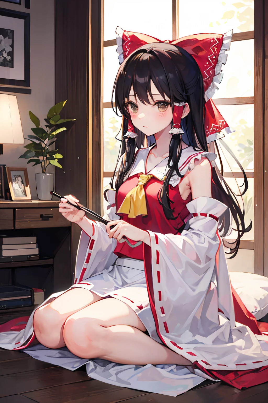 Kirisame Marisa,Hakurei Reimu,1GirlTag, holding fumo