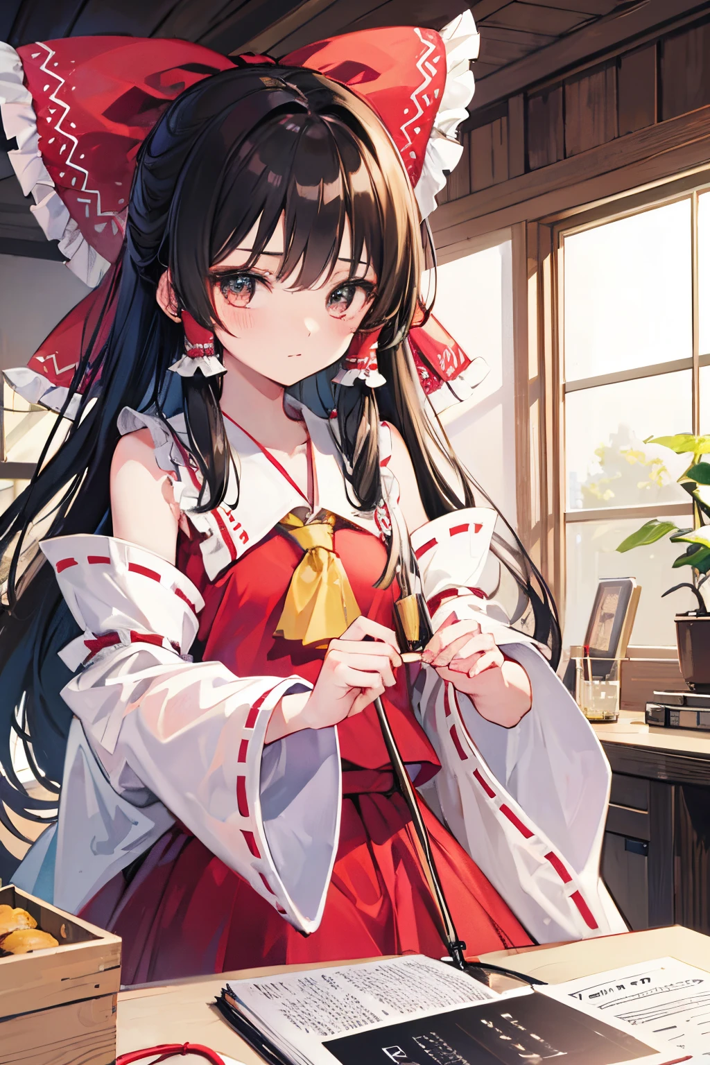 Kirisame Marisa,Hakurei Reimu,1GirlTag, holding fumo