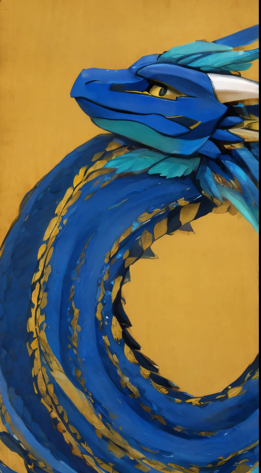 Nake dragon with blue and yellow and black scales no horns