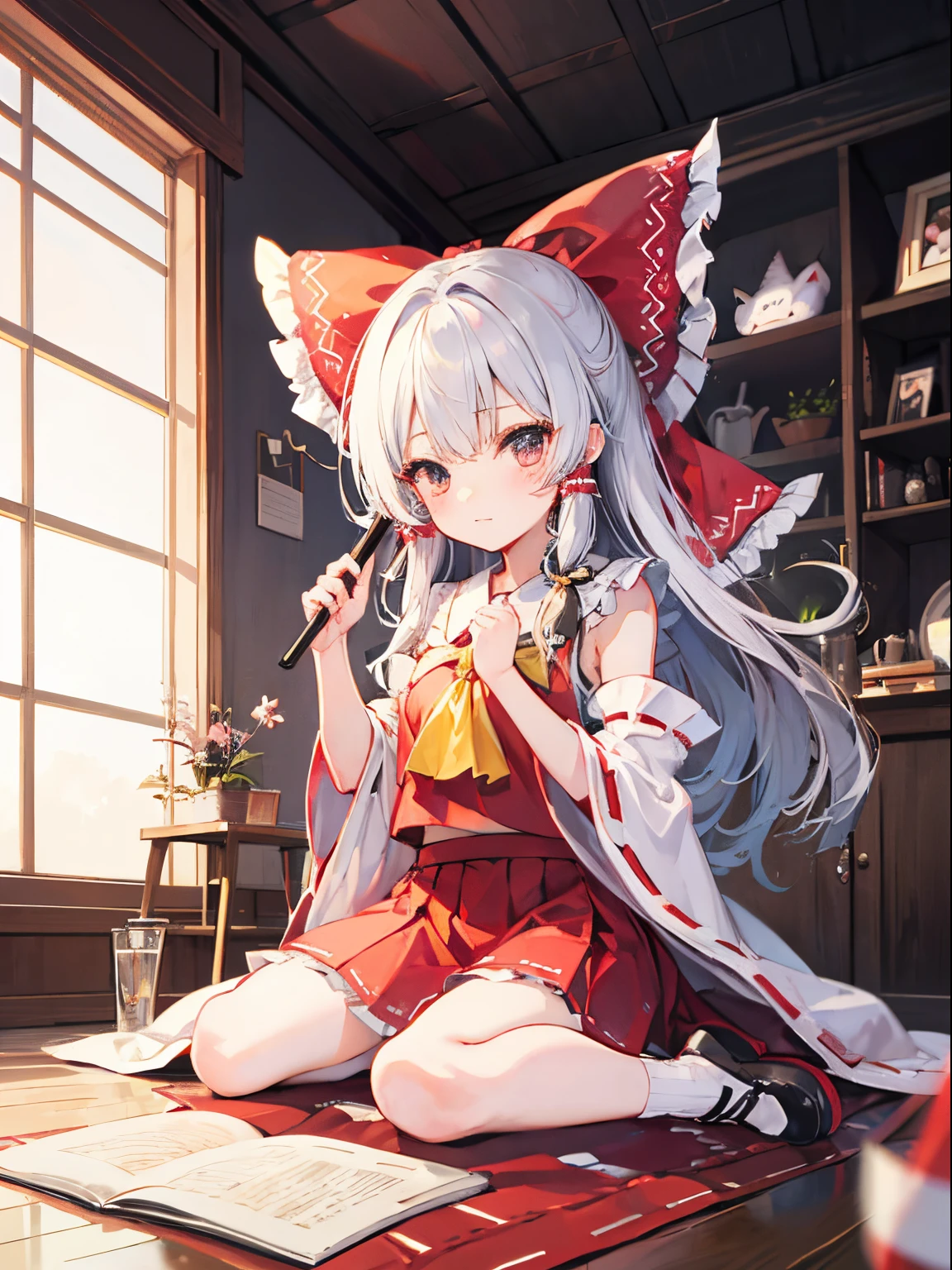 Kirisame Marisa,Hakurei Reimu,1GirlTag, holding fumo