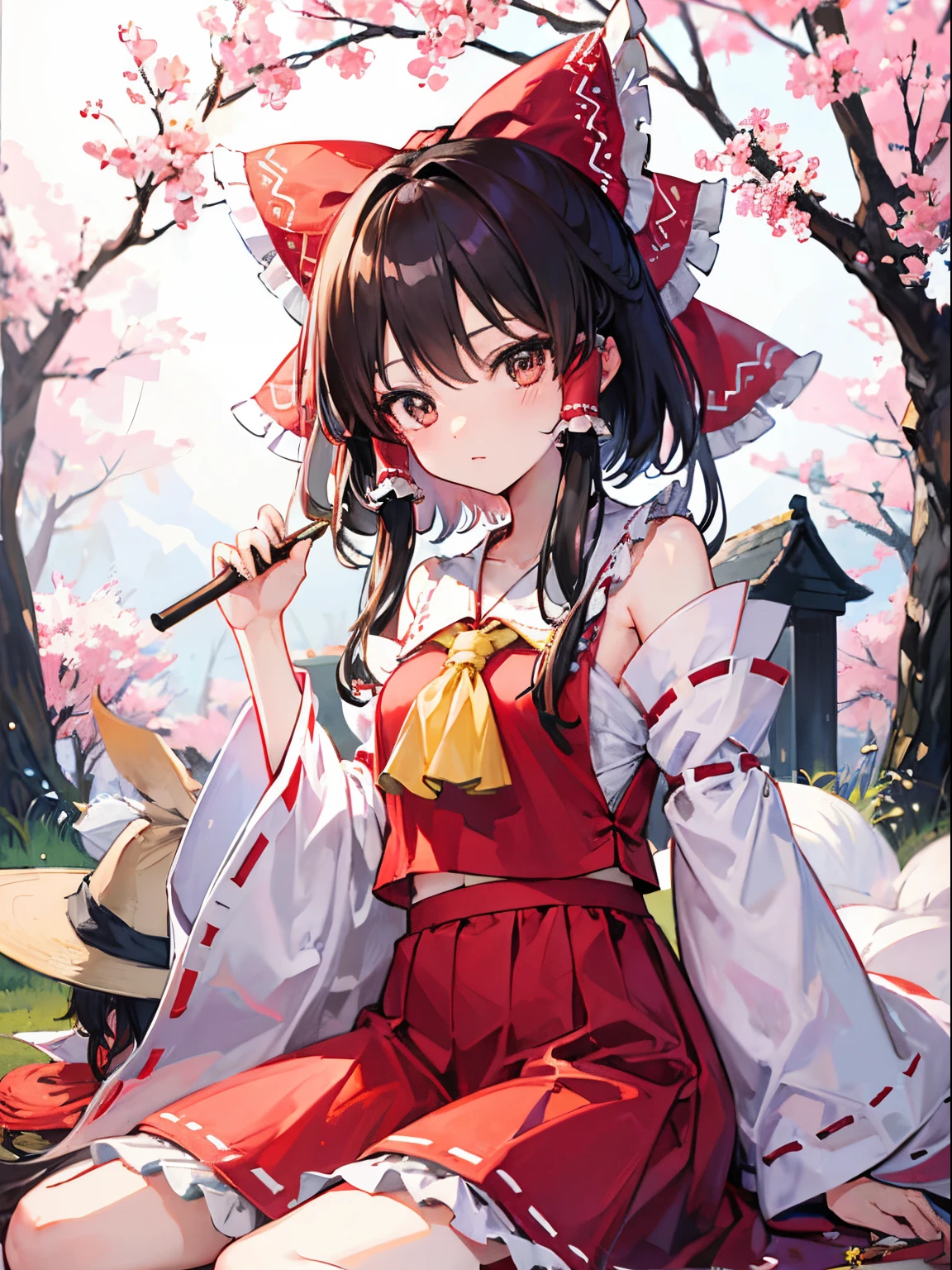 Kirisame Marisa,Hakurei Reimu,1GirlTag, holding fumo