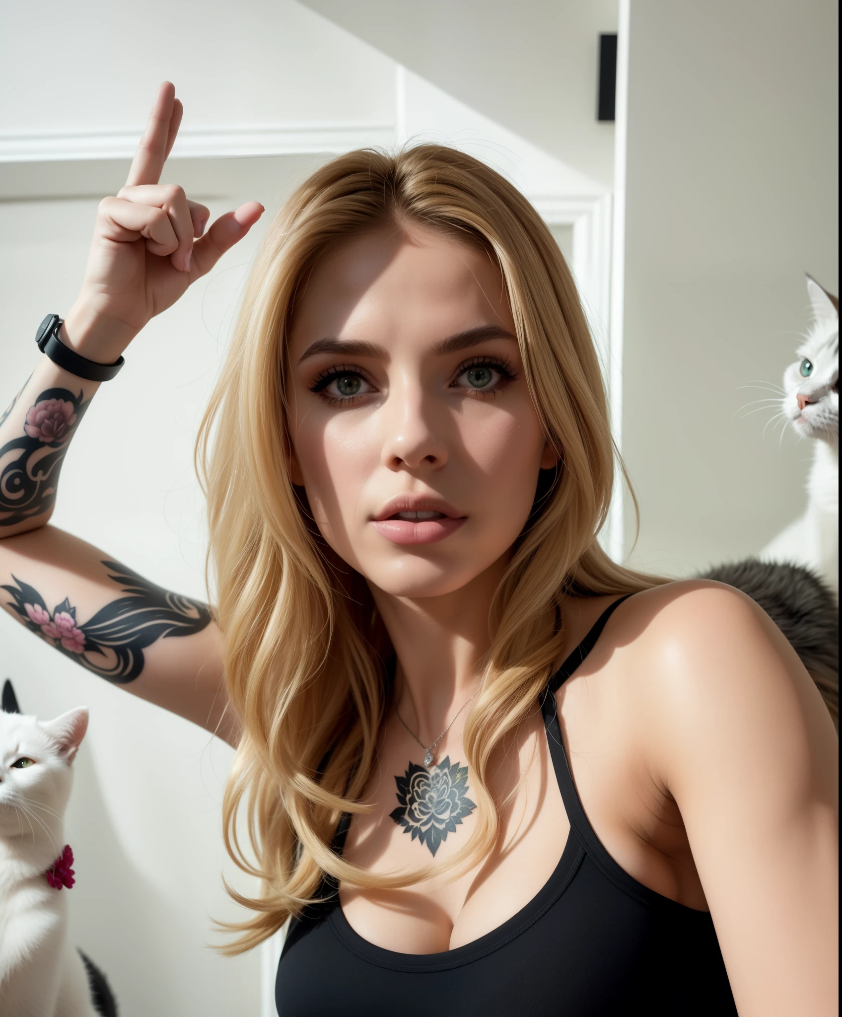 fit woman with a tattoo on her arm and a cat in the background, Yelena Belova, Angelina Stroganova, Mulher de 30 anos de Cuba, Anna Nikonova aka Newmilky, Valentina Embaralhamento, 19-year-old girl, Anastasia Ovchinnikova, Taran Dasha, Viktoria Gavrilenko