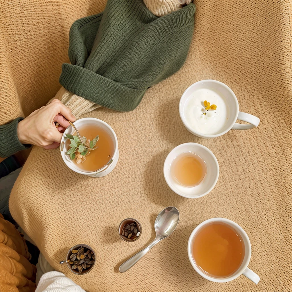 someone  holding a cup of tea in one hand, cosy vibes, cozy aesthetic, cozy wallpaper, with a cup of hot tea, happy cozy feelings, hygge, cozy vibe, cozy, pexels, cozy atmospheric, cozy setting, cozy place, soft - warm, woman drinking tea, cosy atmoshpere, cold as ! 🧊, cozy home background, top view