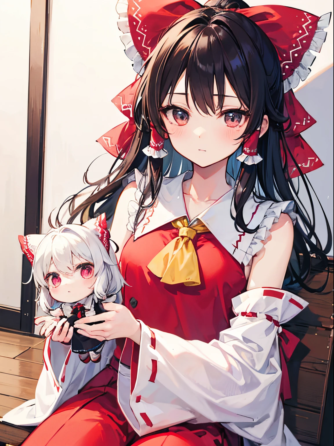 Kirisame Marisa,Hakurei Reimu,1GirlTag, holding a doll