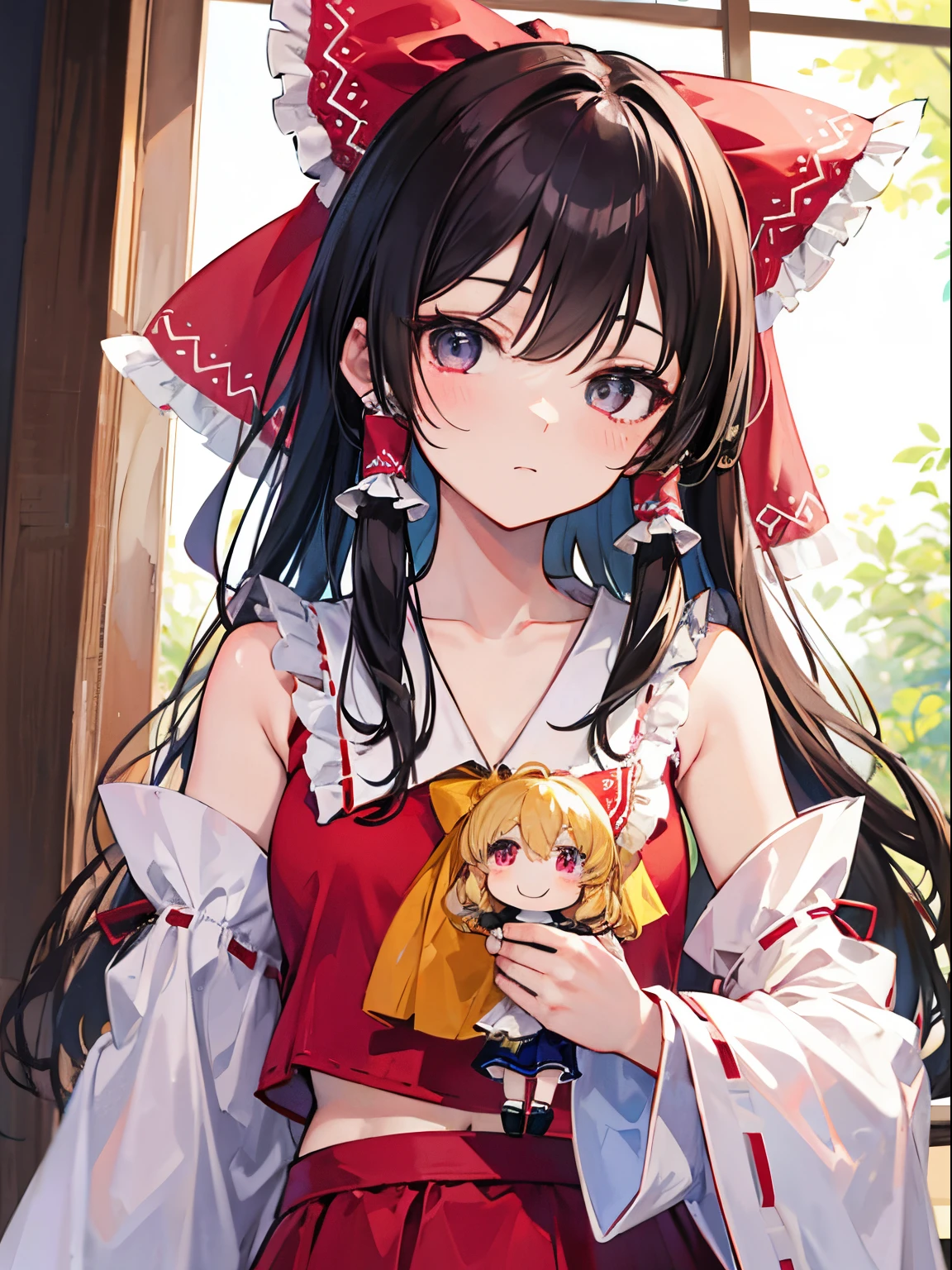 Kirisame Marisa,Hakurei Reimu,1GirlTag, holding a doll