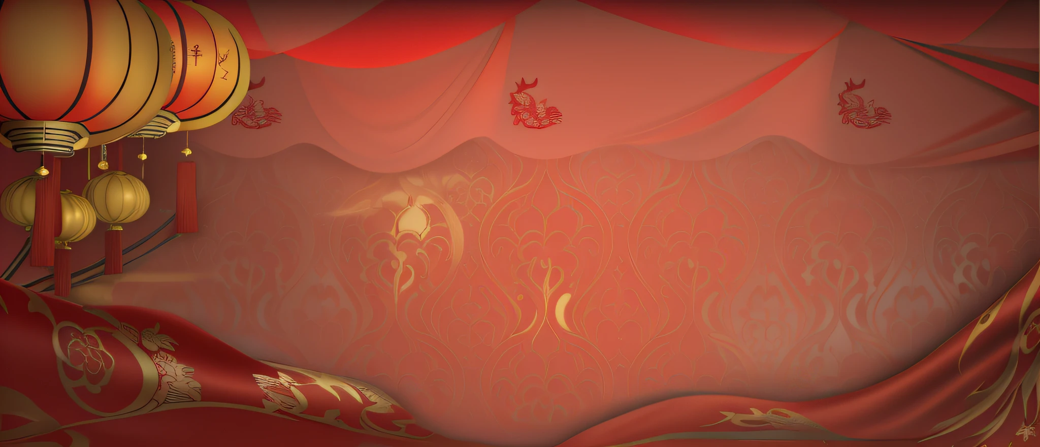 There a Chinese New Year background picture, solid color backdrop, Background image, background artwork, game background, fundo vermelho, solid color backdrop, dance hall background, wallpaper background, HDbackground, clean backdrop, vivid background, scarlet background, arte de fundo, a temple background, poster background, Background with, wallpaper - 1 0 2 4, Red background 2024 Year of the Dragon background picture,Dragon element,lanterns firecrackers fireworks,Lantern with exquisite details,satin details,The two four lanterns in the upper left corner gradually blur,The satin underneath rich in detail....,The satin above flowing,No white border background,Add a string of firecrackers in the upper right corner,there's this word there &cite;blessings&cite; in the middle of a