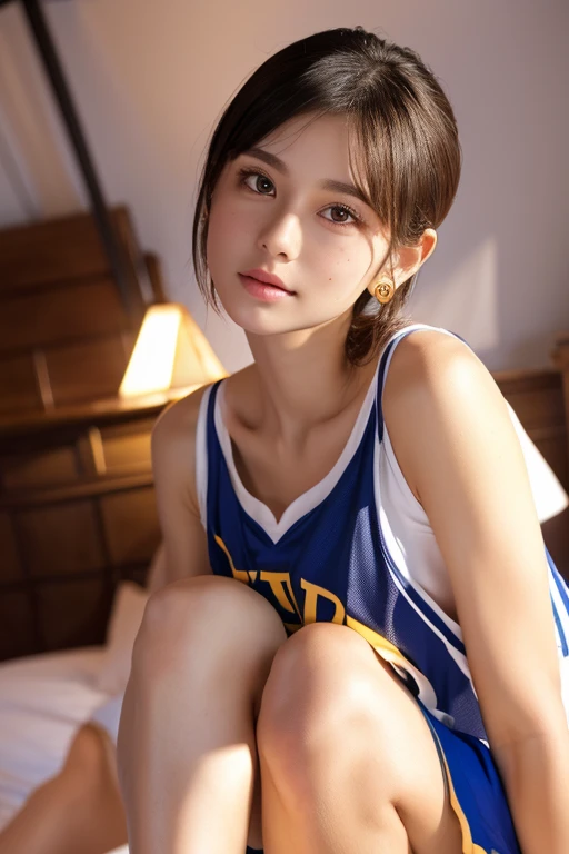 ((Wide-angle shooting, Naughty photos, Clear photos, Take a full body photo:1.5)),

(Wearing a sleeveless volleyball team uniform, V-neck, High leg, Moderate chest fullness:1.8),
(nipples look good,Beautiful bare feet,Ultra-detailed skin,Small pores in the skin:1.4),

((Her body is incredibly beautiful and stylish, She has a troubled look:1.4)),

((Wrap yourself in a futon and do naughty things with me, She traces her crotch with her fingers., Her nipples are visible through the gaps in her clothes:1.5)),

((Age 25, Beautiful female announcer, Naughty lips, Naughty face, Body facing forward:1.4)),
((Small breasts, Flat Chest, chest is slightly drooping:1.2)),
((Futon laid out in the living room, Spotlight:1.4)), 

Eye focus, Narrow shoulders, Beautiful clavicle, Thin arms, Thin legs, The back of the hand is beautiful and feminine, Slim figure, Soft belly, Tight waist, Highly detailed face, super detailed breasts, Ultra-detailed skin, Fair skin, Shiny skin, Ultra-detailed lips, Fuller lips, Thick and soft lips, Glossy pink lips, Blushing, White teeth, blue eyes, Beautiful actress makeup, Dark and cute makeup, Pink lipstick, Dark brown hair, Delicate and soft hair, (Put your hair up, Fluffy short bob:1.2), (Sweep your bangs to the side:1.2), (Stylish earrings,necklace:1.2),
