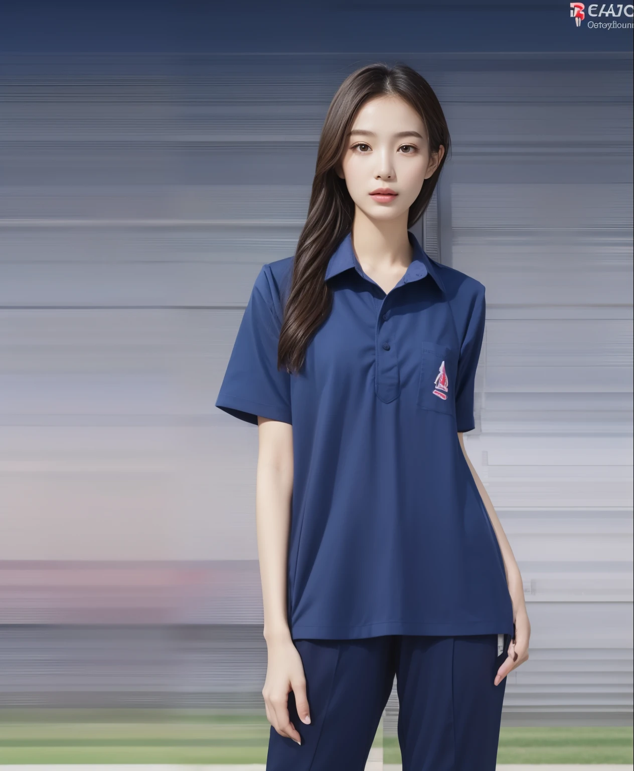 (bestquality,10,10,highres,masterpiece:1.2),ultra-detail,(Realistic,photorealistic portrait,photo-realistic:1.37),1 Cute girl in the football field,oily shiny skin,bara,light smile,BDclothelue shirt:1.3)),short sleeves,shirt, trousers.,(navy_long_Pants Track:1.1), ((Stadium Background:1.3)),dynamic angle,excited,face focus,Dynamic Poses,from behide,Ass Focus,masterpiece, bestquality, ultra realistic, hyper-detail, 8k resolution, RAW photo, crisp focus, ((Navy blue shirt:1.1)), short sleeves, Long Path, Perfect body, 2 mature women, 18yo, cinematic light,Blue sweatpants,Gymware,Correct anatomy,Complete body, Correct body, sharp face, Anatomically correct body, full entire body, Realistic gestures, long-haired, Realistic poses,Wear long shorts.................................,Long leg span,Shapely,Sculpting Girl, Slender Figure, mannequin mannequins, Shapely, Beautiful body,Blue sweatpants, Two girls kissing