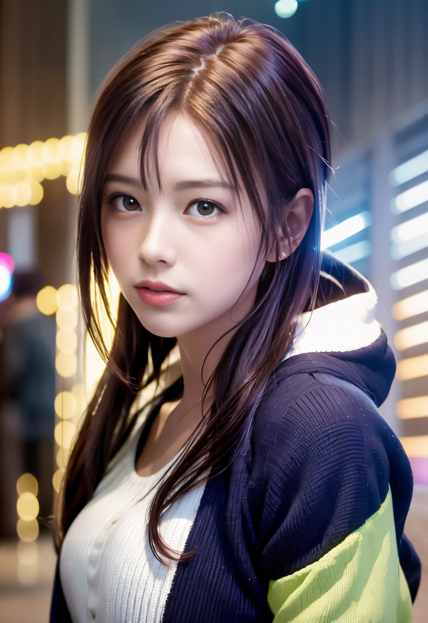 A close up of a woman with long hair wearing a jacket - SeaArt AI