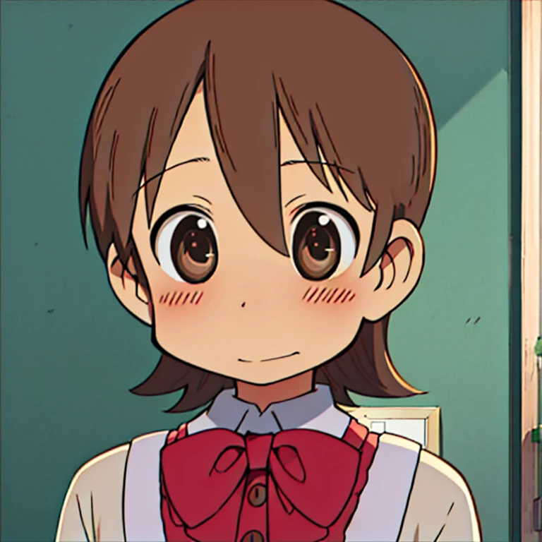 aioi yuuko, Maid outfit, blushing, looking away, brown hair, short hair, brown eyes