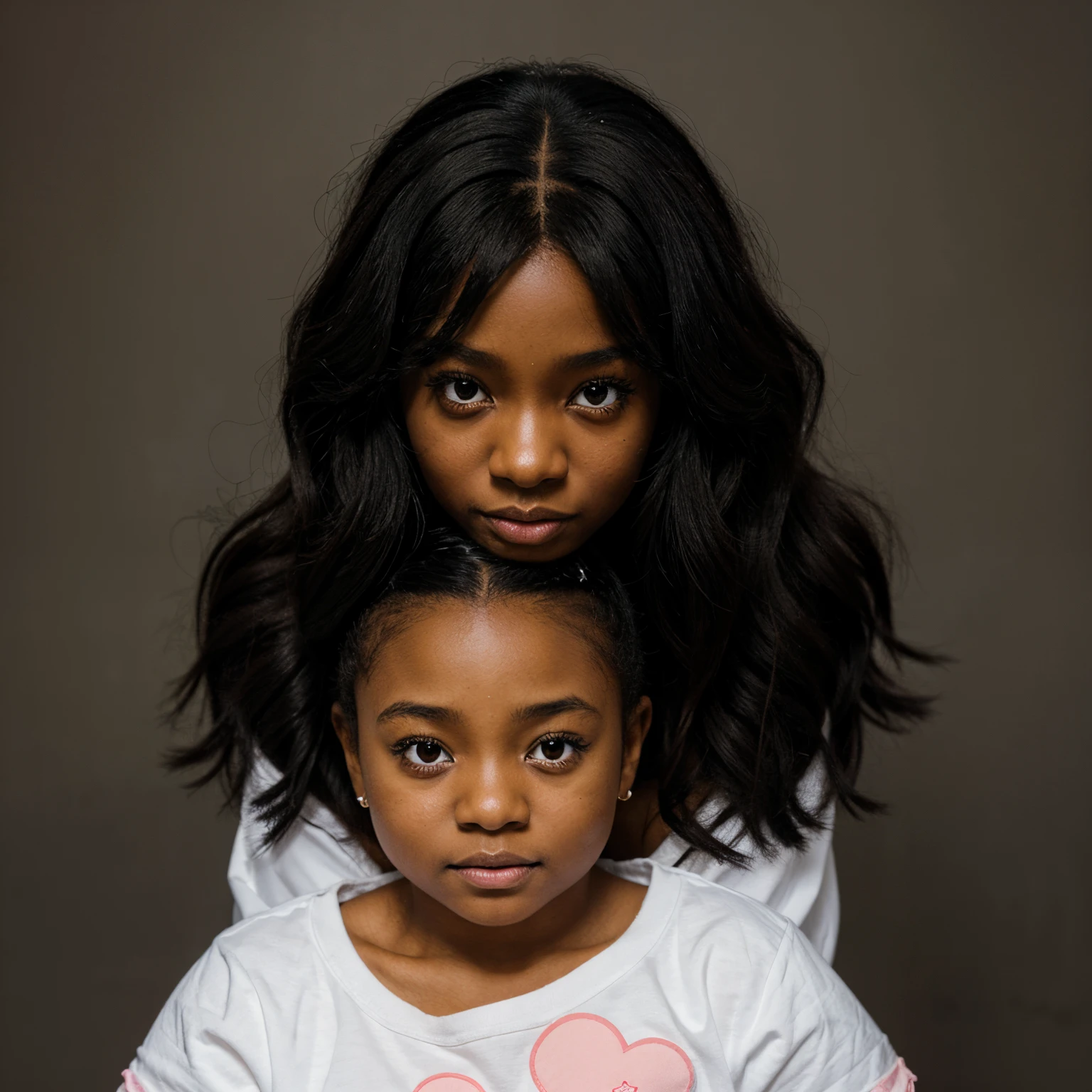 Black mother with her in her arms,in the middle of the city