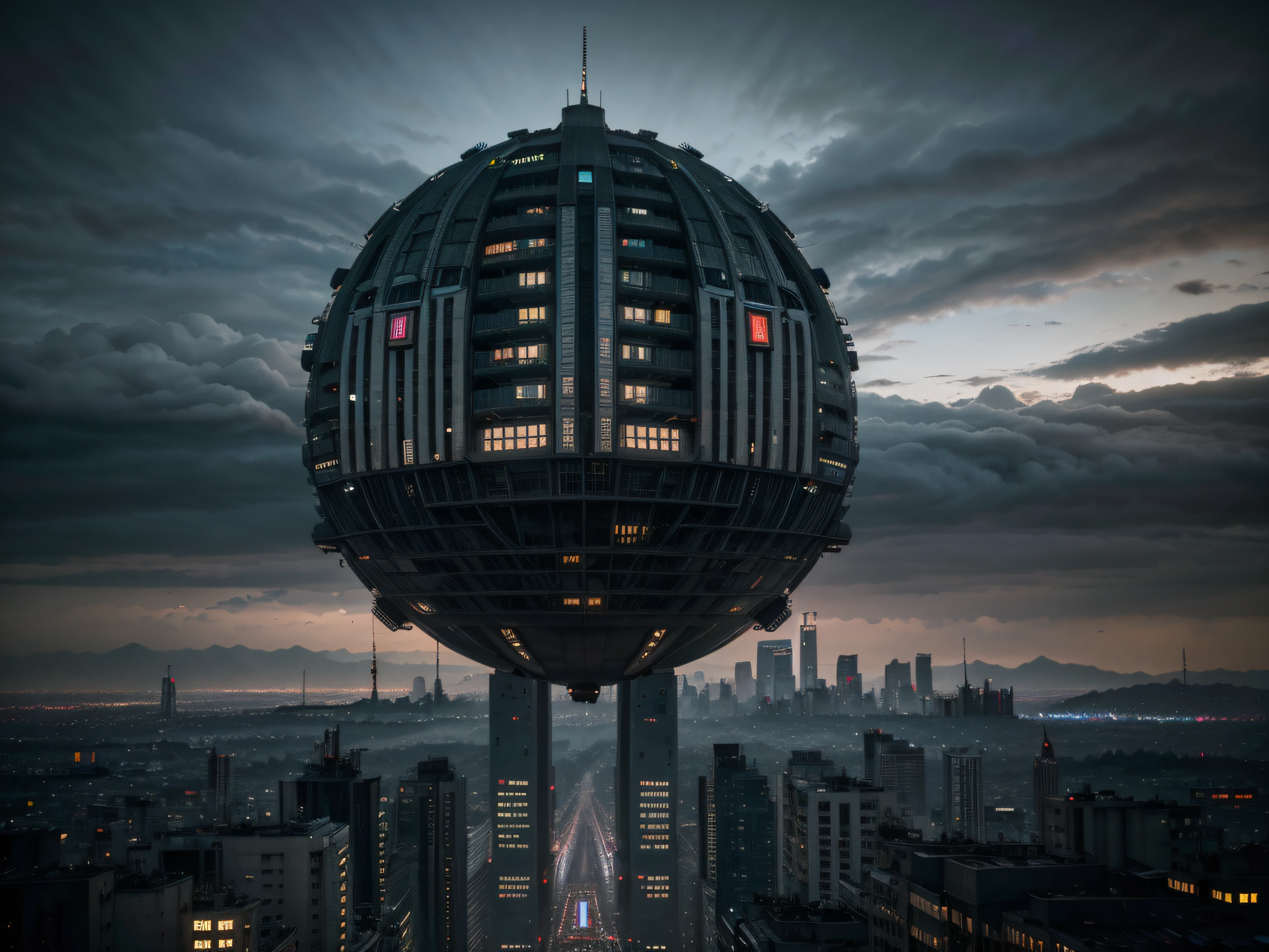 trees, nature, feel good inc, scenic, cyberpunk, dark, futuristic, abstract, future civilization, buildings, post apocalyptic, gorillaz, technology, detailed, high quality photography, dark grey tint, epic city, amazing, flying vehicles, cinematic, inner city, downtown,