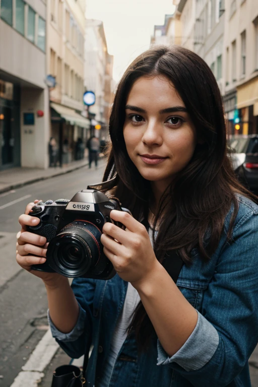 a person holding a camera