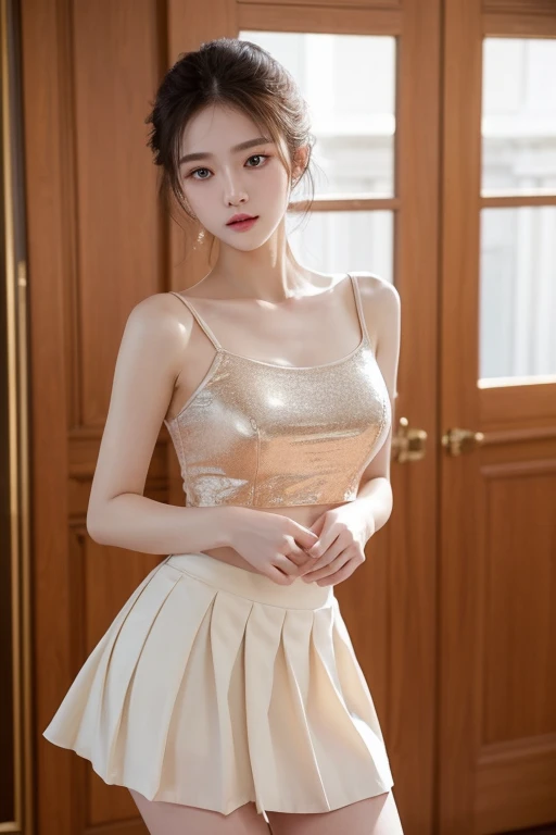 (masterpiece, top quality, best quality, beautiful and aesthetic:1.2), (1female), crying, Practice ballet dancing,extreme detailed, Wearing a short skirt,(looking at viewer:1.3),highest detailed, elegant, graceful, stunning, sophisticated --portrait