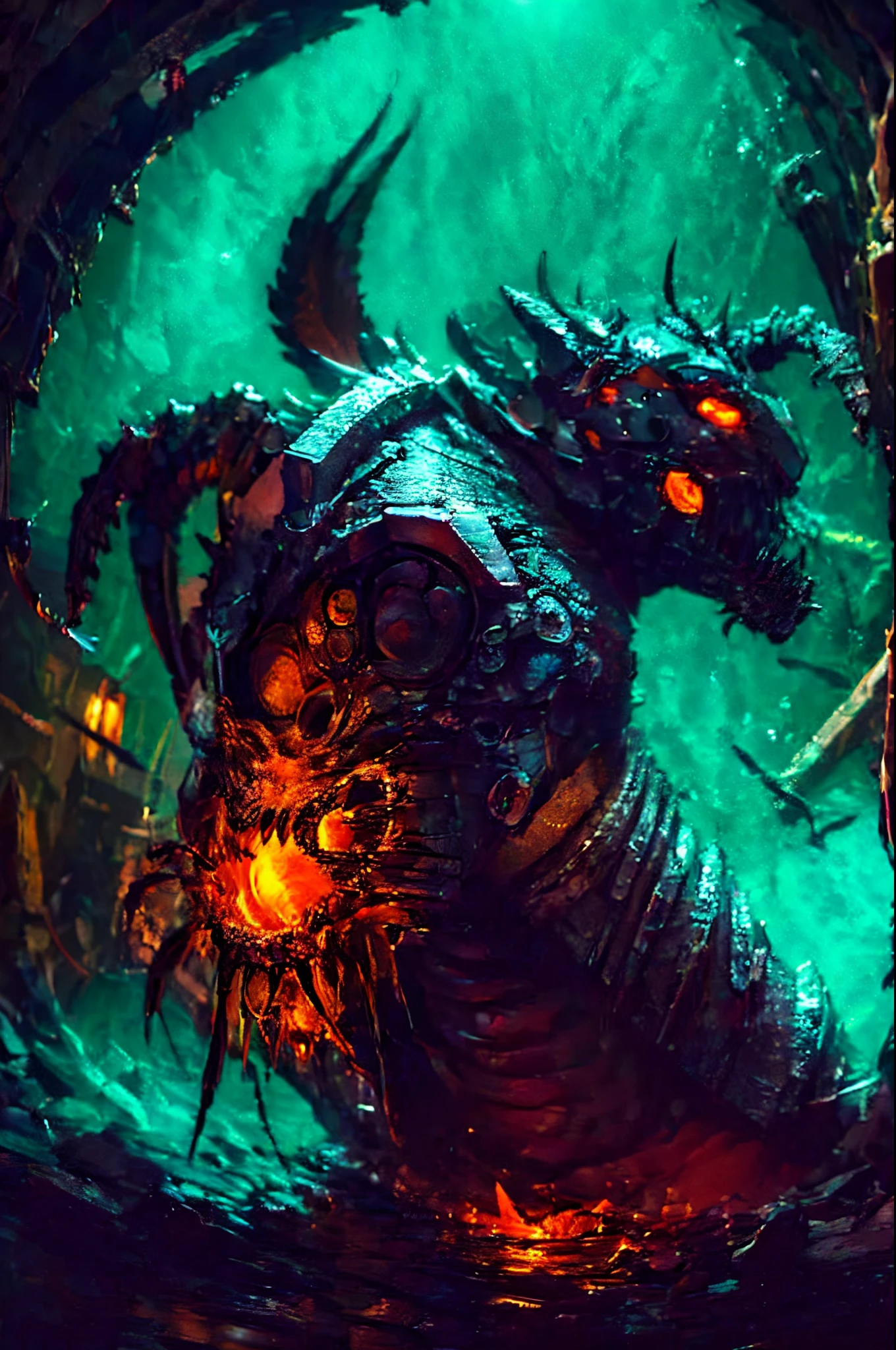 gothic art, lightand shade contrast, Standing painting, estimate, holland angle, emphasis lines, tmasterpiece, acurate, Anatomically correct, A high resolution, Best quality at best, super detailing, Award-Awarded,D14BL0 style giant hairy spider,Epic war fantasy digital art,Correct anatomy,Correct study,Hold the shield correctly,(greg rutkovsky:0.8), (cyan and orange:0.4),