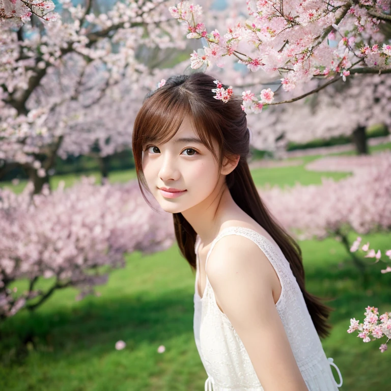 An ultra-high picture quality、Perfect Photo、-yeld beiful girl、Spring landscape、