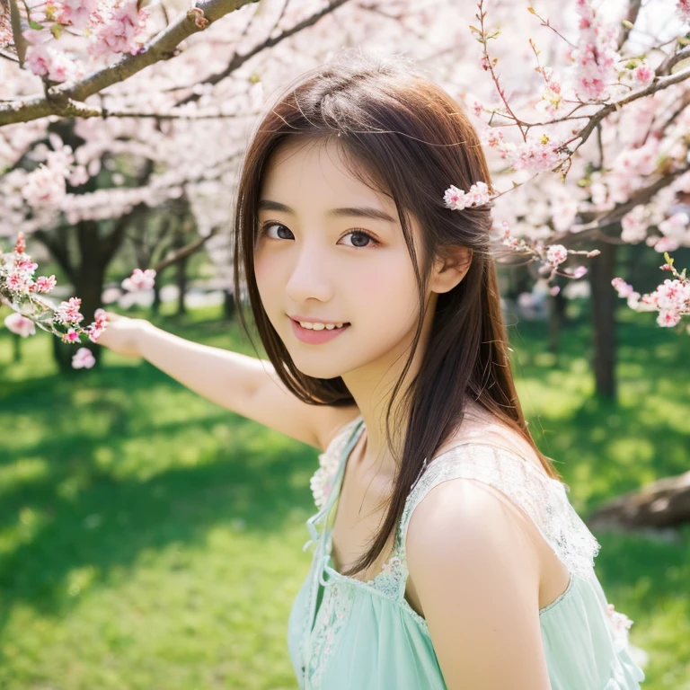 An ultra-high picture quality、Perfect Photo、-yeld beiful girl、Spring landscape、