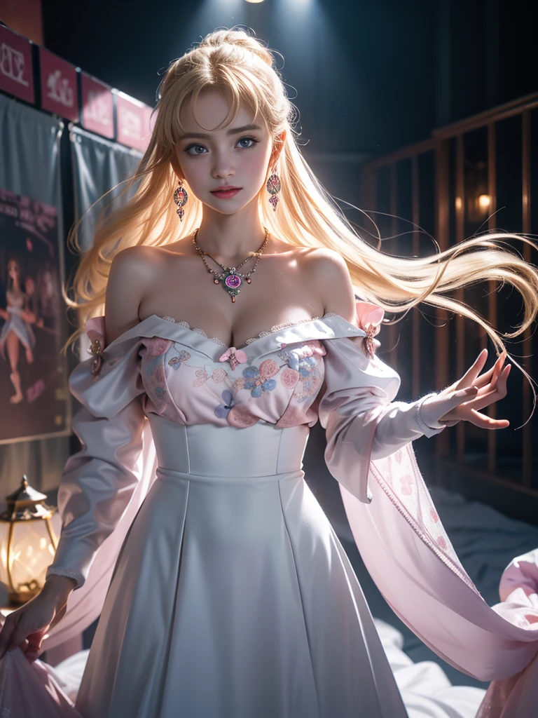tmasterpiece,Highest image quality,super detailing,Best quality ,Extremely Delicately Beautiful, Very meticulous,Best quality, offcial art, extremely detaild的 CG unified 8k wallpapers, Ana de Armas portrait photo, blond hair blue eyes,Radiant skin and radiant eyes:1.1), pretty skin, lamplight, (Detailed lighting:1.2), (Beautiful and detailed light:1.3), Beautiful maid outfit, deep understanding, The beautiful, iintricate, digitial painting, smooth private parts, Focus sharp, The end of the world, Epic reality, (HighDynamicRange:1.4), captivating curves,(pastel colour:1.4), Bigchest,apocalyptic, giving up, com cores neutras, natta, Screen space refraction, (Complicated details, ultra - detailed:1.3), Dream Catcher Necklace,art stations, Cinema lenses, vignet, the complex background, buliding,Enchanted smile,detailed back ground,Dream catcher earrings in various colors,white colors,in pink,purpleish color,red colour,blue colors,orange colors,green color,cyan colors,),No shoulder strap,