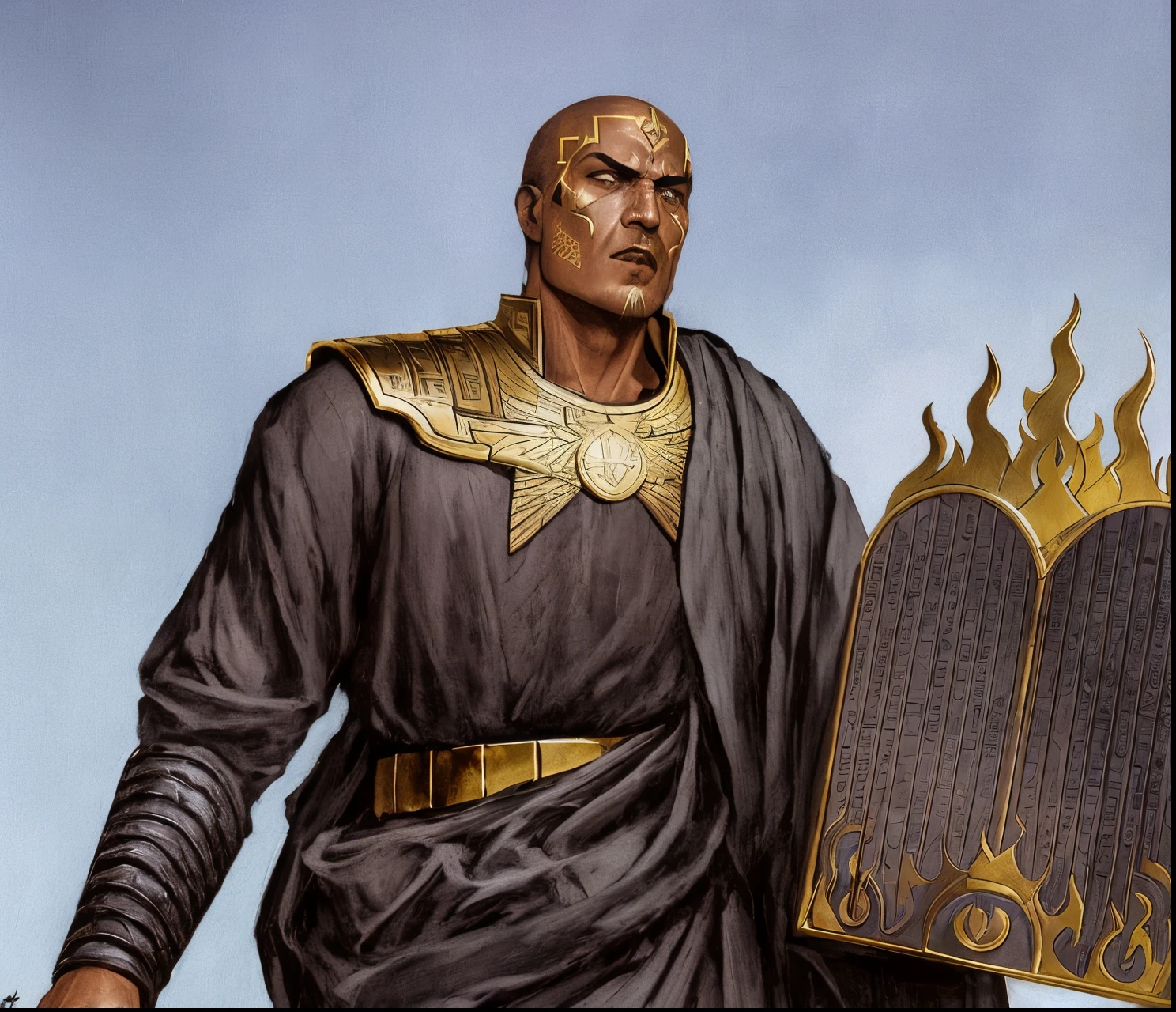 French-German man in black robe holding a big book, Ozymandias, d&d dark sun character art, Dune God Emperor, Kogor as a soldier in Thor, Mebarong, Monk concept art, Photograph of a male clergyman, Severian of Nessers, Ashoka Tano, Human Emperor Portrait, Mark Brooks in detail
