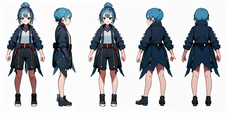 ****ung girl, Character Sheet, Concept art, full - body, (Masterpiece: 1.2), (Best Quality: 1.3), 1 girl, Standing, punk, Cute, pretty, technique, future