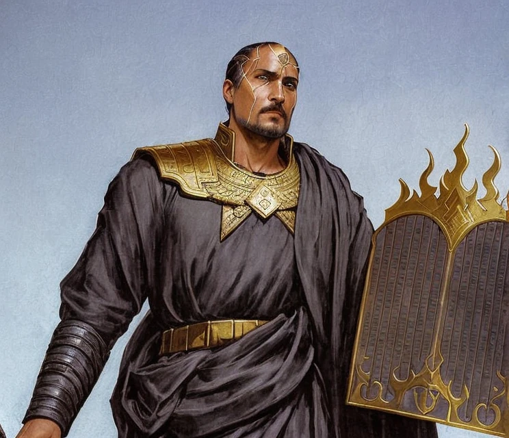 French-German man in black robe holding a big book, Ozymandias, d&d dark sun character art, Dune God Emperor, Kogor  at《God of thunder and lightning》Play as a soldier, Mebaron,  photo of a male pastor, Severian of Nessels, Ashoka Tano, emperor portrait, brunette color hair，Mark Brooks in detail