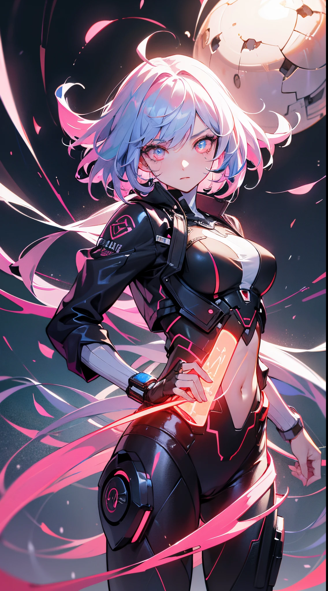 1 girl、Neon feeling、neon laser、looking at the camera、I don't have anything、larger breasts、valley