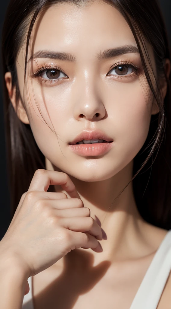 Los Angeles alleyway in the background、18-year-old girl、independent、look forward to、Light eye makeup、Brown Hair Color、flat 、Hair blowing in the wind、Quality of actress、Shiny, Ultra-realistic face、smileの表情、Watery eye、look up、Pleasant lighting effects、 Ultra-Realistic Capture、Very detailed、High resolution 16K human skin closeup。Skin texture must be natural、Must be so detailed that pores are visible、skin is healthy、There must be a unified tone、Use natural light and color、High quality photos taken by modeling agencies'Exclusive photographer、smile
