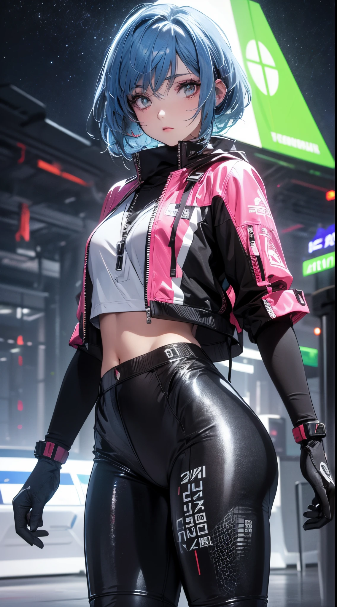 glowing eyes, colourful glowing hair, wearing sci-fi jacket, anime style, high detail, Futurism, glowing light, UHD, retina, masterpiece, ccurate, anatomically correct, textured skin, super detail, high details, high quality, award winning, best quality, highres