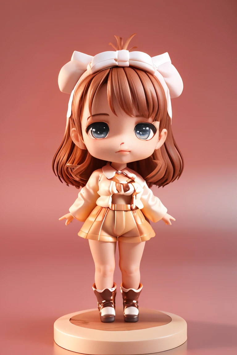 Anime Girl, (Cowgirl costume), Colossal tits, Brown hair, With the lake in the background, nendoroid, (Chibi３Ｄ:1.5)