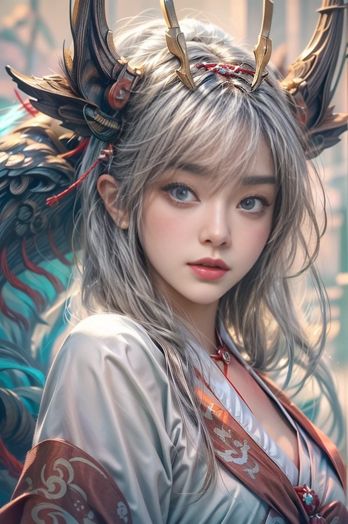 (Photoreal Stick:1.4, masutepiece:1..3, 8K), top-quality, ​masterpiece, 超A high resolution, Perfect dynamic composition, Professional camera work, Grow Light Effect, Mystical portrait, Cinematic Light, Highly detailed skin and facial texture:1.3, The ultra-detailliert, Detailed hand, A detailed eye, (riding a dragon, carry a long noble staff), (myterious:1.3, Fanciful:1.2, tradition:1.2, elegent:1.2, majestueux:1.2), 1girl in, 25-years old, cute and sexy slim goddess, Fair skin, (Enraptured look:0.9, Totally captivates you:1.0), (japanese miko costume:1.3), (voluptuous breasts:0.9), (Backshots, Calm pose), (Beautiful blue eyes, Eyes that feel beautiful eros:0.85), Sexy face:0.4, (A mouthfeel that feels beautiful eros:0.85), ((Too cute beauty:0.9)), Fantastic background