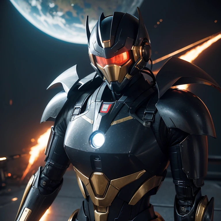 Science fiction century,Mecha warrior,Humanity,25 age old,Gravity weapons,Wearing a mech suit,Handsome and chic,Tall and powerful,Authentic texture