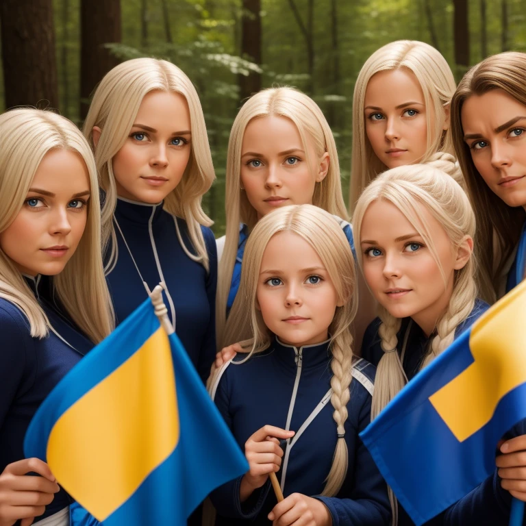 Group of cute swedes focus on characters