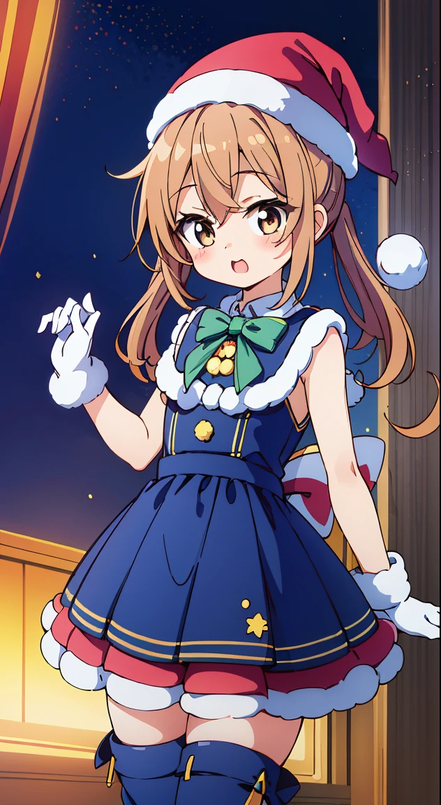 (masutepiece, Best Quality, Perfect Anatomy, High quality:1.4), nice hand, Perfect hands, Detailed beautiful hands, Large_filesize, fulcolor, hight resolution, symmetric, exceptional, Best aesthetic, newest, Anime, very beautiful detailed body,The hair,faces,The eye,BREAK,
1 beautiful girl(Cute:1.5),(Chibi:0.5),(kawaii:2.0),(Lori:2.0),(7 year old girl),(Solo:1.65),BREAK, (flat chest:1.2,), Clear skin, Beautiful skin, Shy, One Beautiful Girl,Colossal tits(Hair Bow, reddish brown hair, Twin-tailed:1.2), (Brown eyes, long eyelashes, Double eyelids: 1.2), BREAK, Star \(symbol\, (gloves, White Gloves:1.3), (bug, Dress,polka dot:1.3) , Looking at Viewer,(long boots:1.2),Shiny skin,Clear skin, Beautiful skin,(best quality face),(Top quality glowing eyes), (Smile:0.5),(Slim body:1.2), BREAK, (Red,Santa's Hat, santa dress,Idol,Mini skirt,Sleeveless:1.2),
BREAK,(plein air),
(Glitter,on a brightly lit stage ,Warm lighting creates a magical atmosphere,Full body:1.1),Twinkle,Christmas tree,Posing,Center,depth of fields,
BREAK,wakame,wakame,wakame,(Cowboy Shot:1.4),
BREAK,(Blurry background:1.3),(absurderes, hight resolution, Super Detail Art),cel shading,Clear Color, Lonely optical effect, Beautiful pictures, Bright glow, mystic atmosphere,(Close-up of girl:1.1), Mystical light particle effect,manga influence, clean line drawings,