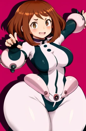 Ochako Uraraka, Wide hips, chubby, bodysuit, taut clothes, cute