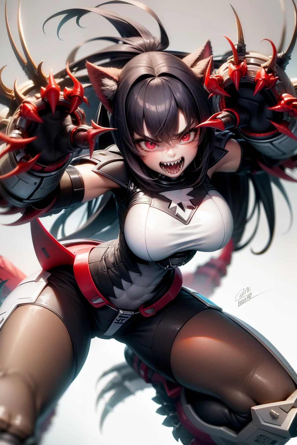 Cute girl, A ferocious creature with long claws and sharp teeth (Wolverine)