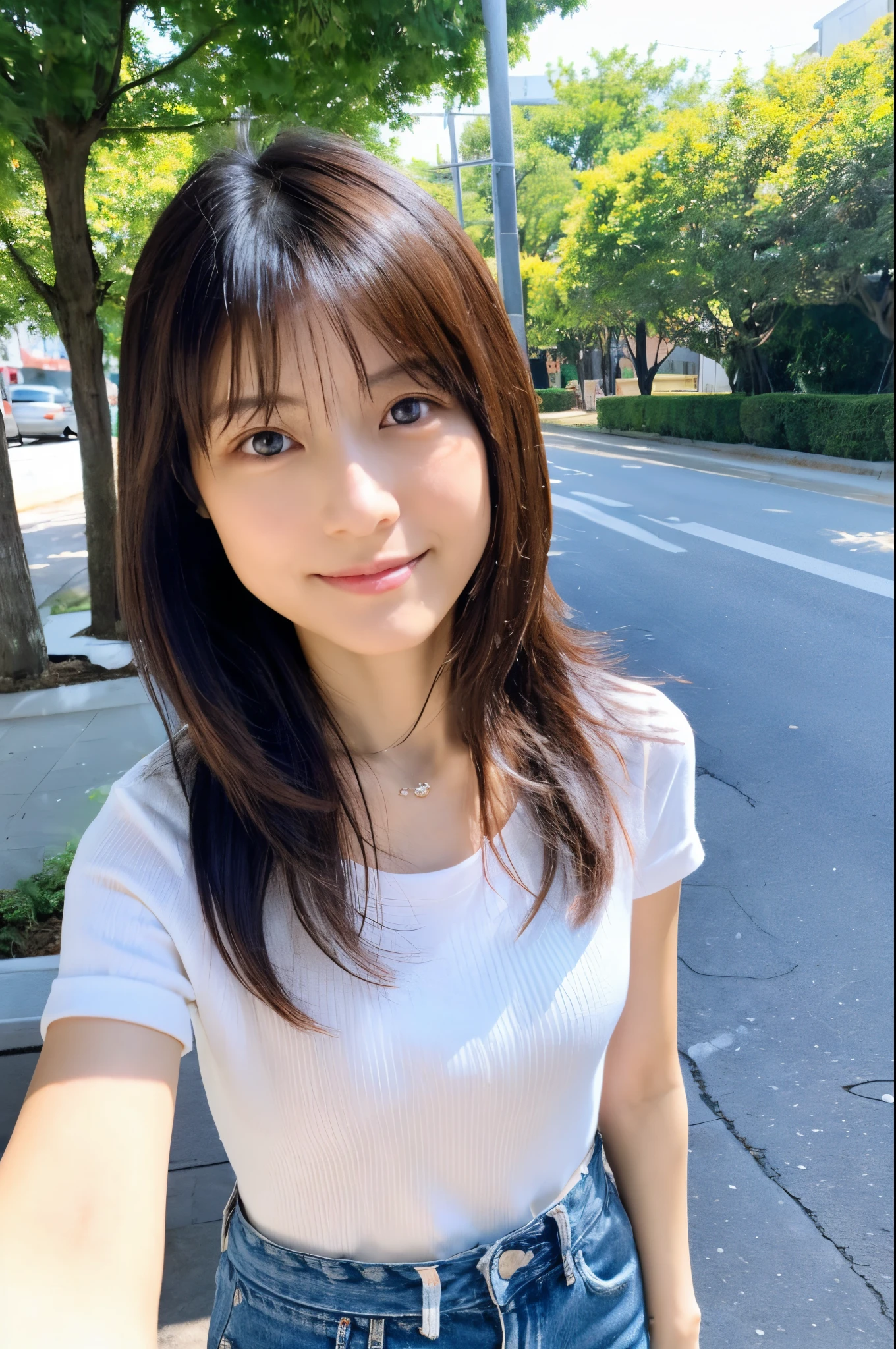 (High reality photograph, high resolusion, detailed face, detailed eyes, various angle) Japanese lady, 40 years old, cute face, skinny figure, very skinny waist, various hair style, various casual clothes, standing in a various place, full-body photo