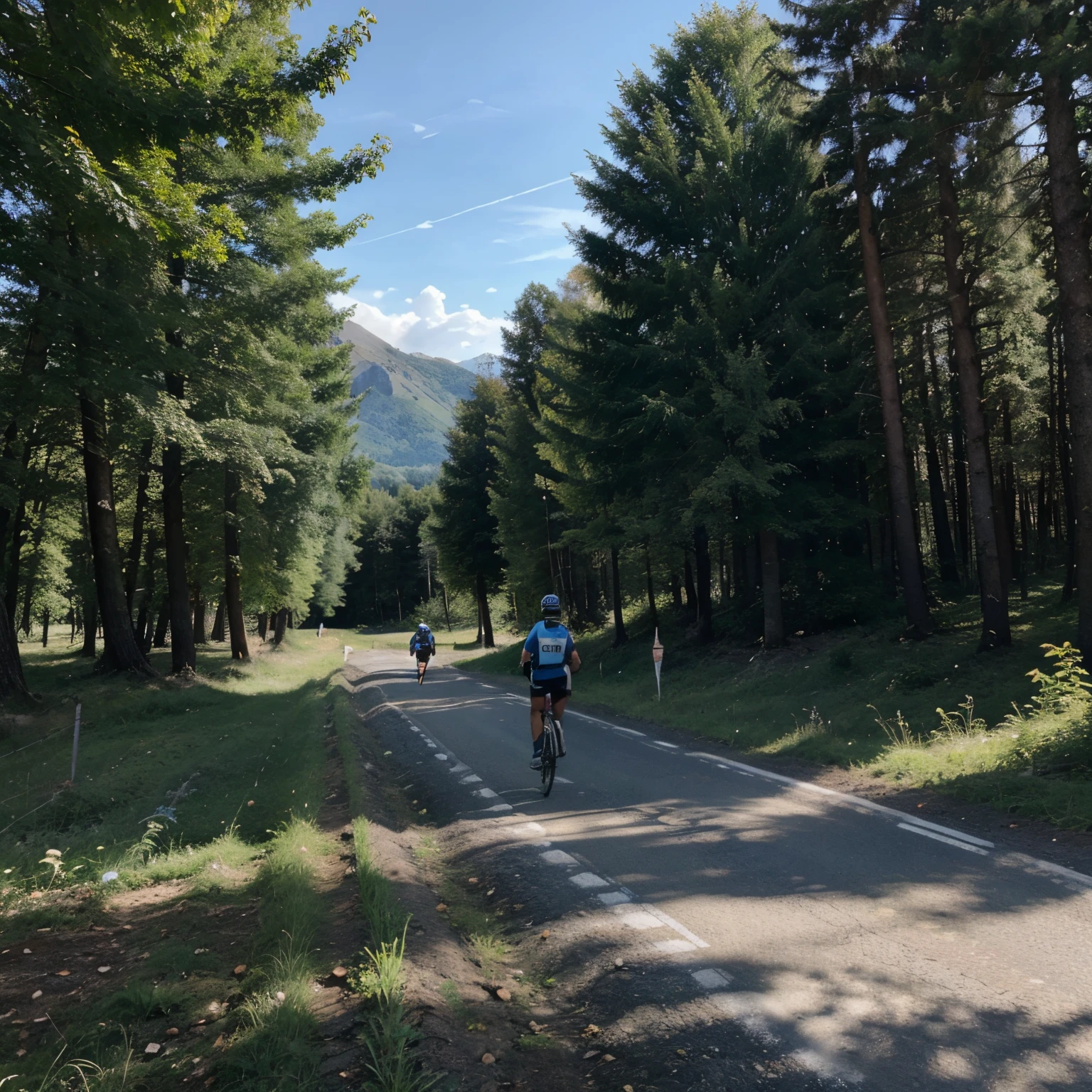 Un logo de cross-country dynamique et évocateur : Au centre, des coureurs passionnés sillonnent une piste sinueuse, symbolisant l'esprit de la course. Les contours des montagnes majestueuses en arrière-plan captent la détermination des participants face aux défis. Autour, des arbres élancés évoquent la nature sauvage du cross-country, ajoutant une touche de vitalité. Le bleu profond du lac au premier plan représente la fraîcheur et l'endurance, tandis que des nuances de vert évoquent la vitalité de la végétation environnante. Des touches de rouge énergique rehaussent l'ensemble, symbolisant la passion et l'intensité de la compétition. Ce logo fusionne harmonieusement la beauté naturelle de la course en plein air avec l'ardeur des coureurs.