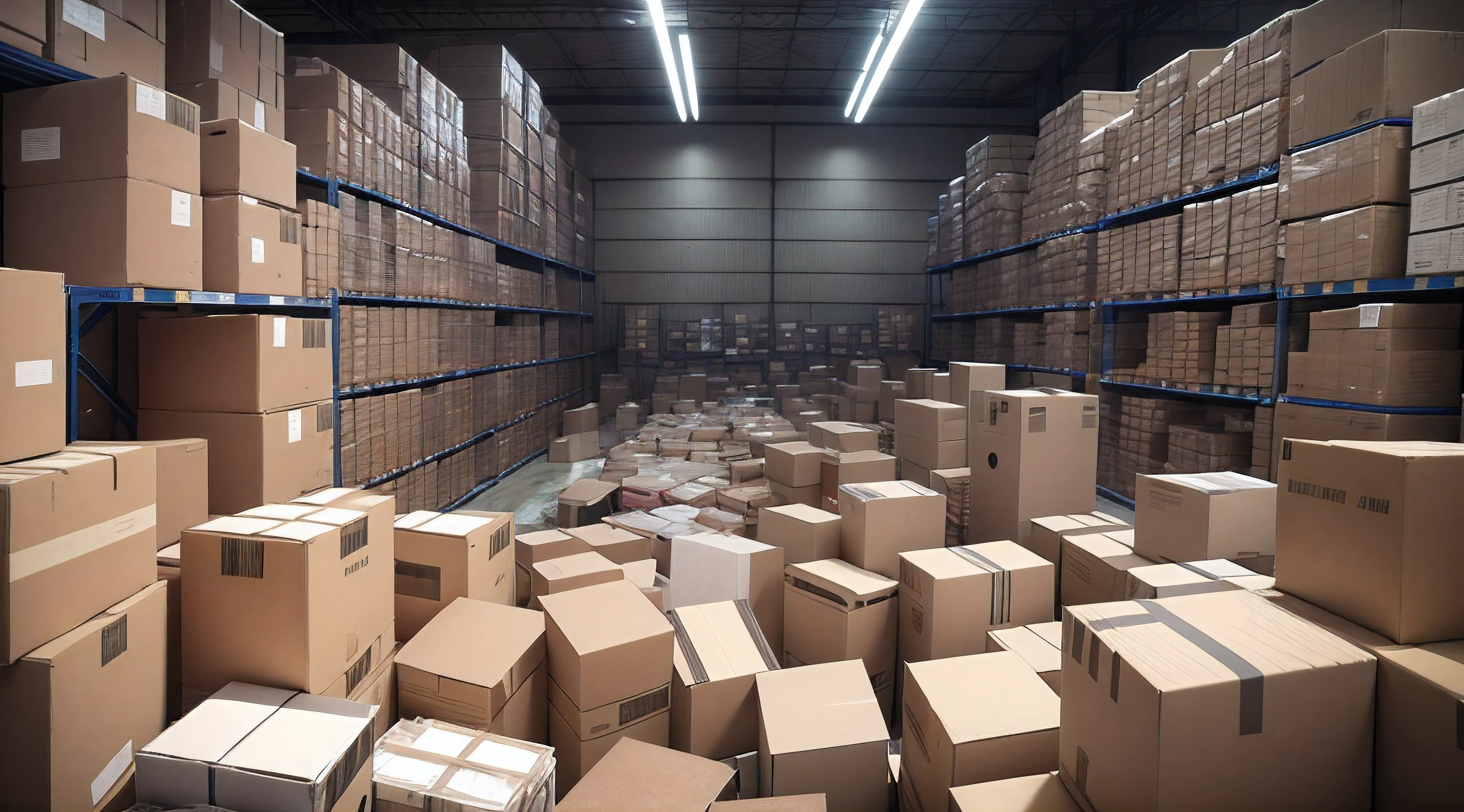 {{A disorganized and chaotic}} representation of {a cluttered and poorly managed distribution center with boxes scattered haphazardly on unstable shelves}. Este es un {desordenado e ineficiente}-Imagen inspirada que muestra {the challenges and shortcomings of a poorly operated distribution center}. El medio ambiente/el fondo debe representar {estantes sobrecargados y desorganizados, con cajas en desorden}, Crear {an atmosphere of confusion and frustration}. La imagen debe enfatizar {the lack of coordination and the difficulties faced by workers}, Captura {their expressions of frustration and the chaotic scene}. El nivel de detalle deseado es {Bajo}, con un {low res} resolution, Acentuando {the disorderliness and lack of structure in the distribution center}. The lighting should be {tenue y poco favorecedor}, further diminishing {la eficacia y el potencial de las operaciones}. El objetivo es crear {Un decepcionante y desalentador} image that reflects the challenges and limitations in maintaining an efficient distribution center.