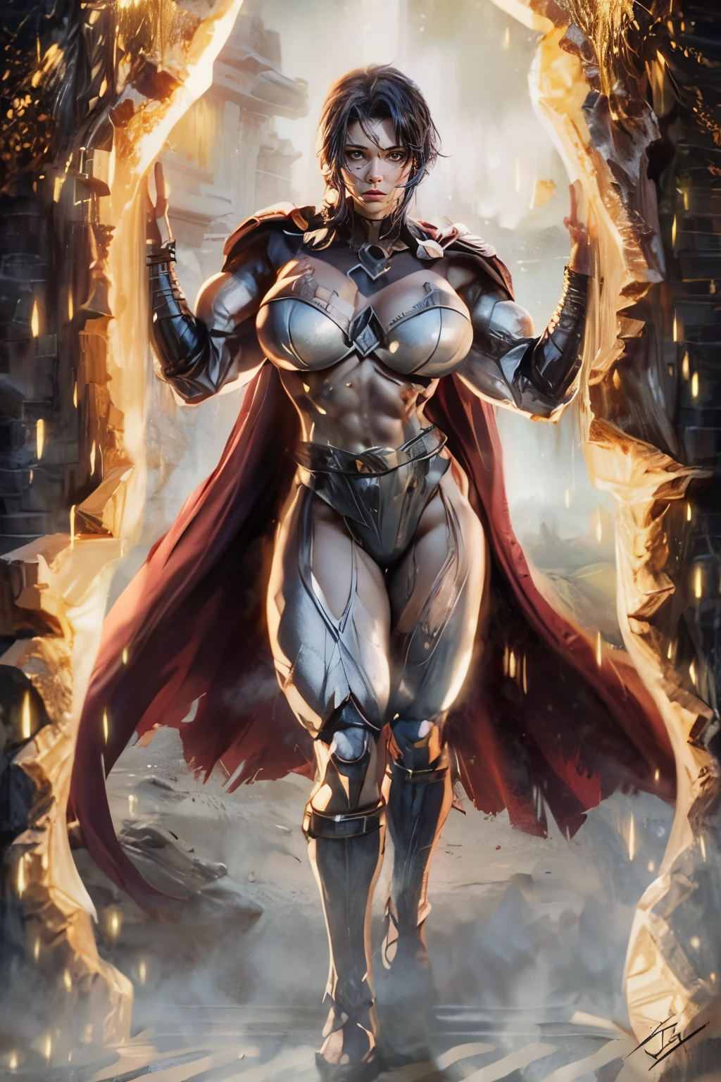 Muscle Girl, Asgard，valkyrie，Senhora Cavaleiro，anatomia correta，epic fantasy digital art，tmasterpiece，8k，high-definition resolution，Desenho detalhado，alta qulidade，, Epic composition,