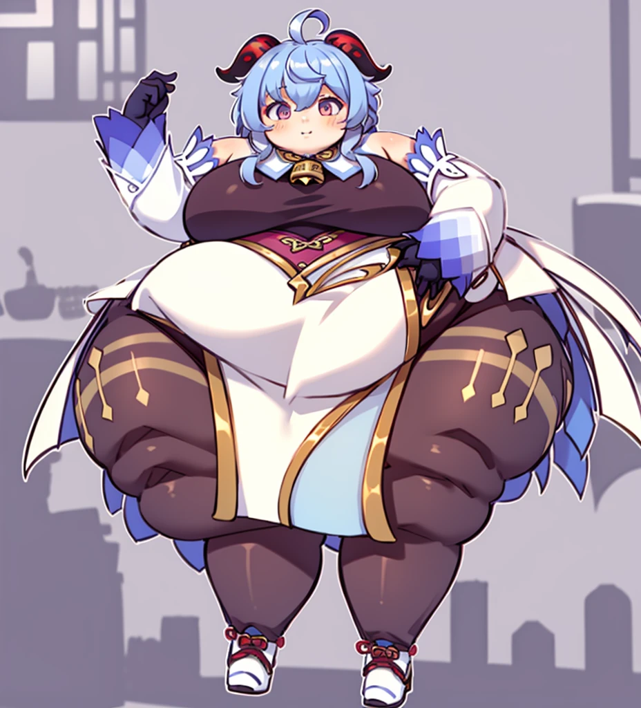 masterpiece, high quality,4K, obese ganyudef, chibi, full body, kitchen background, high details, fat ganyurnd, fat Ganyu