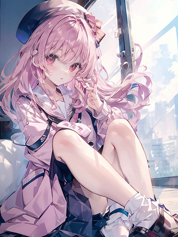 摩洛解放阵线, in pink, pink bra, H d light and dark )<=(Wonderful image quality)Dark atmosphere and bright light particles background effect)d,Beautiful and perfect legs, Clean and perfect hands
