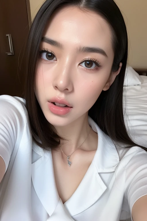 (8K、Raw-Photo、Top Quality、Masterpiece:1.2)、extremely highly detailed、超High resolution A、High-detail RAW color photos、professional photoshooting、delicate detail、Beautiful woman with very fine details and detailed face、very detail eyes、highlydetailed skin、very detailed nose、highly detail mouth、perfect anatomia、 babes、 1girll、Sports、Uniform、tits huge、Looking at the camera,lying in a hospital bed,Pure white nurse uniform,eyes closed,Can't breathe,Orgasm,Orgasm,It's almost gone,Go to,Blushlush,trembling,I can't stand it,Muscle stiffness,ecstatic, Orgasm,zenith,moaning,Sweaty