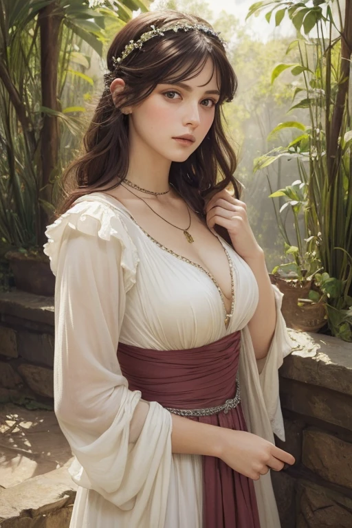 ((Watercolor by Sargent))、(top-quality、​masterpiece)、softlight、Photorealistic full length european young slim athletic woman, Classic Magician, Gothic, Blue eyes,  Dark makeup, short dark pink hair, Jeweled sparkling headband, Natural pale skin texture, Heavy Silver Jewelry, Body Jewelry, Wielding magic, Lightning, Red sunset, Volcanic mountain landscape background, low illuminance, Finely drawn face, Finely drawn hands, High quality, Photorealism,  A MILF, pre-raphaelite, j.で. Waterhouse, Alma Tadema