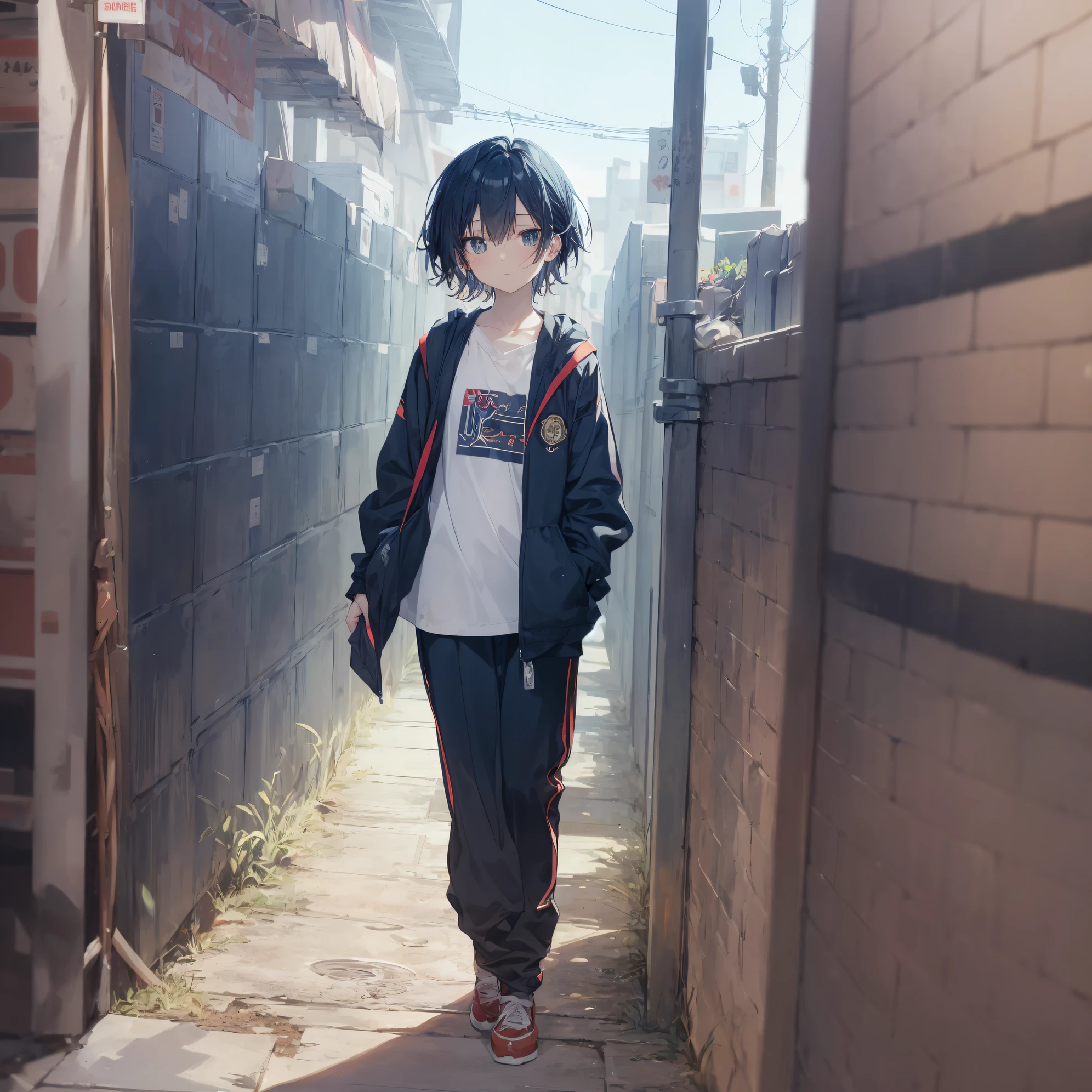 Top quality by Moe creator god, Ultra-detailed, anime moe art style,Best Anime 8K Konachan Wallpapers,Pixiv Contest Winner,Perfect Anatomy, BREAK,(Draw a girl sleepily walking to school. ),BREAK, 1girl in, (Solo,Lori,child,13years:1.3),a junior high school student, Androgynous attraction, (messy very short hair), Full limbs, complete fingers, flat chest, Small butt, groin, Small eyes,Beautiful detailed black eyes, Well-proportioned iris and pupils, disgusted eye, Japan school uniform, Skirt, On the way to school. BREAK,High resolution,super detailed skin, The best lighting by professional artists, 8K, Illustration,