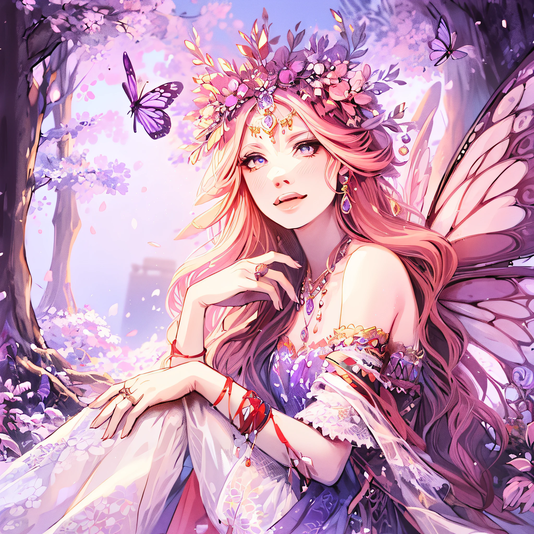 beautiful queen fairy in an enchanted forest.