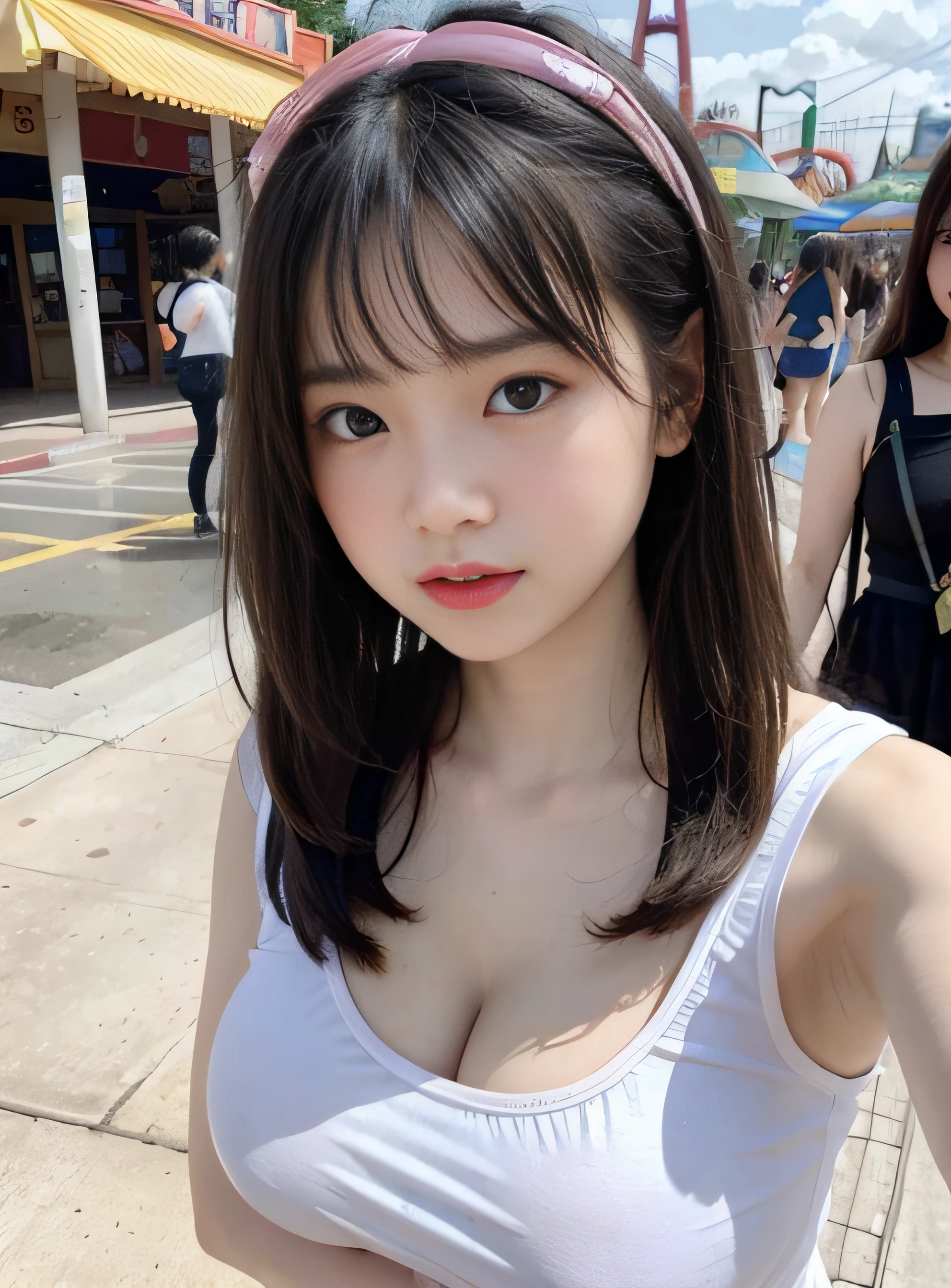 、Lori、childish、Colossal tits、Colossal breasts on the verge of bursting、An amusement park、Selfie