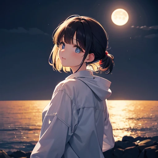 The moon is beautiful, isn't it?　Can I cry a little?？
