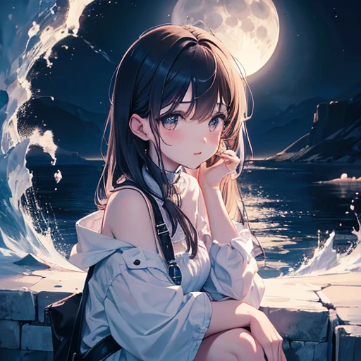 The moon is beautiful, isn't it?　Can I cry a little?？